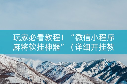 玩家必看教程！“微信小程序麻将软挂神器”（详细开挂教程）-哔哩哔哩