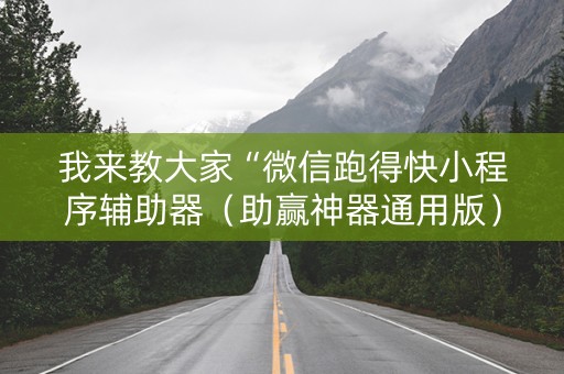 我来教大家“微信跑得快小程序辅助器（助赢神器通用版）