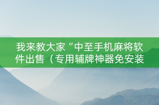 我来教大家“中至手机麻将软件出售（专用辅牌神器免安装）