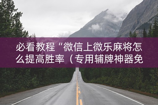 必看教程“微信上微乐麻将怎么提高胜率（专用辅牌神器免安装）