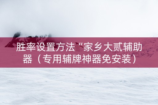 胜率设置方法“家乡大贰辅助器（专用辅牌神器免安装）