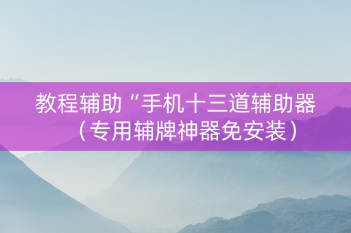 教程辅助“手机十三道辅助器（专用辅牌神器免安装）