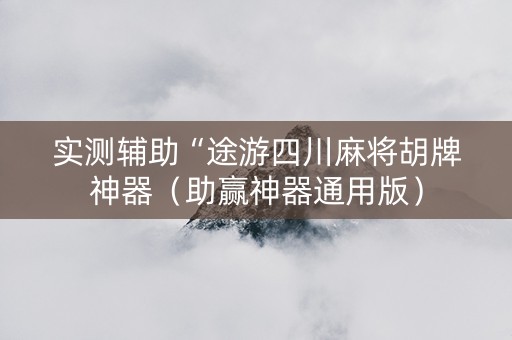 实测辅助“途游四川麻将胡牌神器（助赢神器通用版）