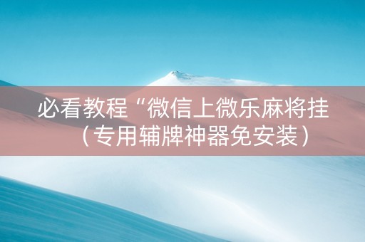 必看教程“微信上微乐麻将挂（专用辅牌神器免安装）