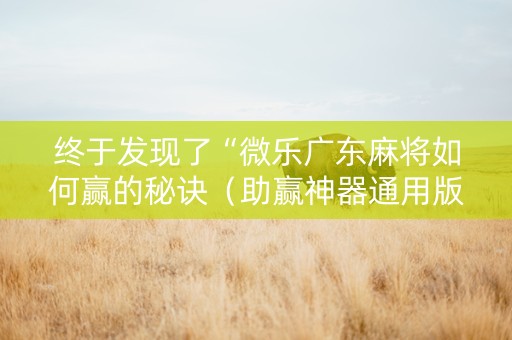终于发现了“微乐广东麻将如何赢的秘诀（助赢神器通用版）