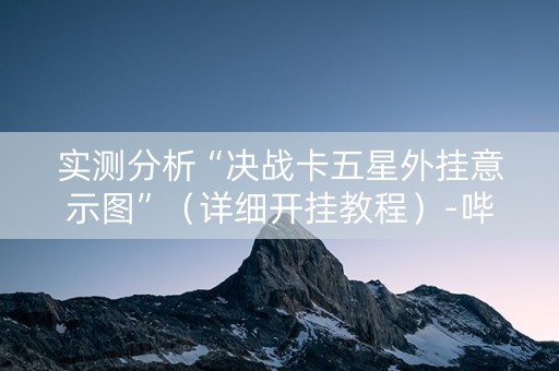 实测分析“决战卡五星外挂意示图”（详细开挂教程）-哔哩哔哩