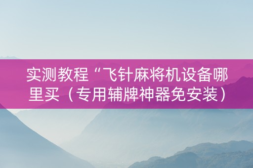 实测教程“飞针麻将机设备哪里买（专用辅牌神器免安装）