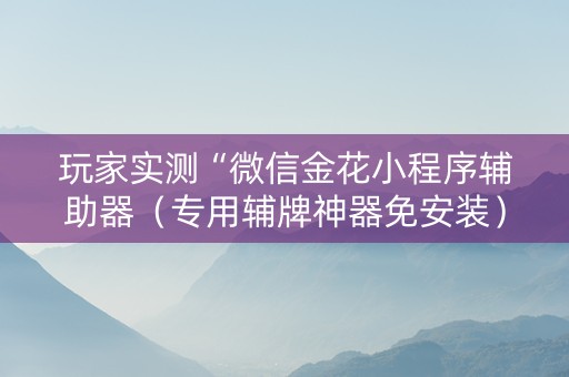 玩家实测“微信金花小程序辅助器（专用辅牌神器免安装）