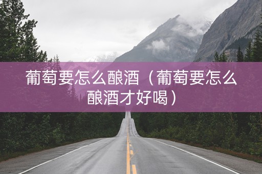 葡萄要怎么酿酒（葡萄要怎么酿酒才好喝）