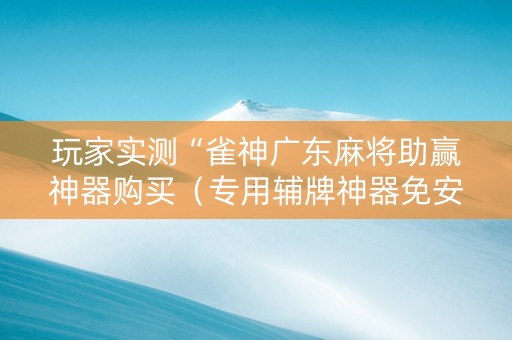 玩家实测“雀神广东麻将助赢神器购买（专用辅牌神器免安装）