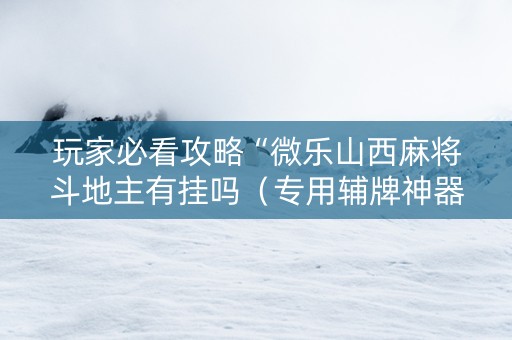 玩家必看攻略“微乐山西麻将斗地主有挂吗（专用辅牌神器免安装）