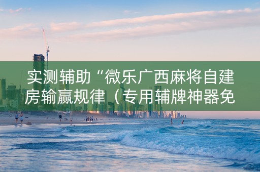 实测辅助“微乐广西麻将自建房输赢规律（专用辅牌神器免安装）