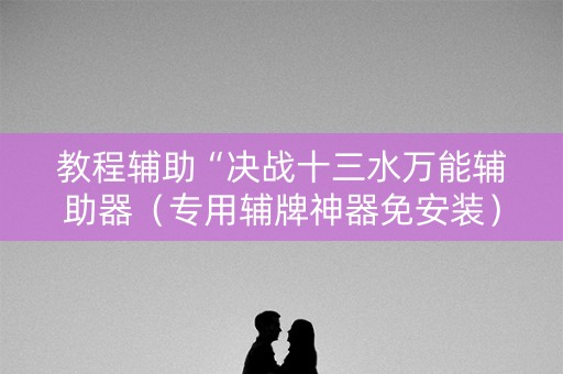 教程辅助“决战十三水万能辅助器（专用辅牌神器免安装）