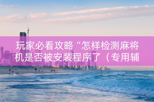 玩家必看攻略“怎样检测麻将机是否被安装程序了（专用辅牌神器免安装）