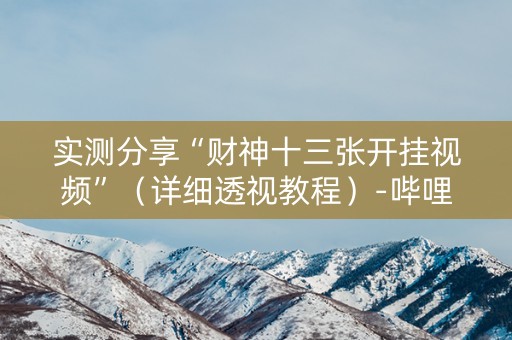 实测分享“财神十三张开挂视频”（详细透视教程）-哔哩哔哩