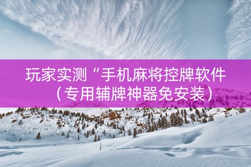 玩家实测“手机麻将控牌软件（专用辅牌神器免安装）