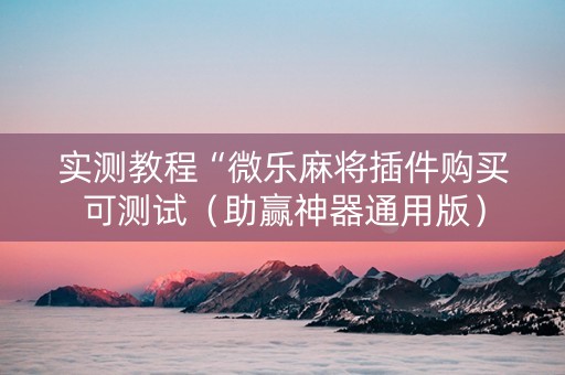 实测教程“微乐麻将插件购买可测试（助赢神器通用版）