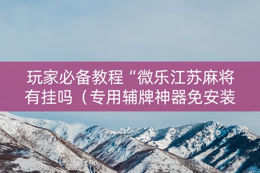 玩家必备教程“微乐江苏麻将有挂吗（专用辅牌神器免安装）