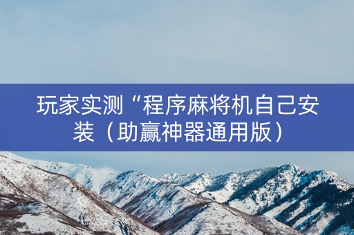 玩家实测“程序麻将机自己安装（助赢神器通用版）
