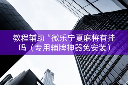教程辅助“微乐宁夏麻将有挂吗（专用辅牌神器免安装）