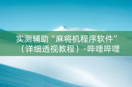 实测辅助“麻将机程序软件”（详细透视教程）-哔哩哔哩