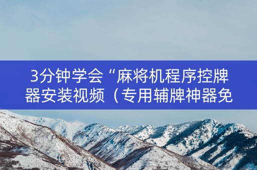 3分钟学会“麻将机程序控牌器安装视频（专用辅牌神器免安装）
