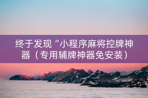 终于发现“小程序麻将控牌神器（专用辅牌神器免安装）