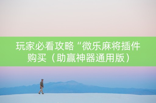 玩家必看攻略“微乐麻将插件购买（助赢神器通用版）