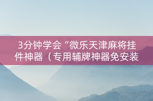 3分钟学会“微乐天津麻将挂件神器（专用辅牌神器免安装）