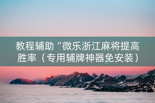 教程辅助“微乐浙江麻将提高胜率（专用辅牌神器免安装）