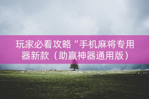 玩家必看攻略“手机麻将专用器新款（助赢神器通用版）