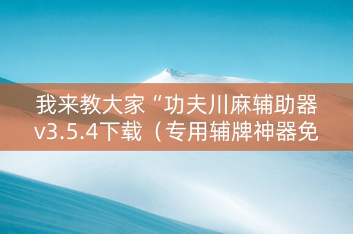 我来教大家“功夫川麻辅助器v3.5.4下载（专用辅牌神器免安装）