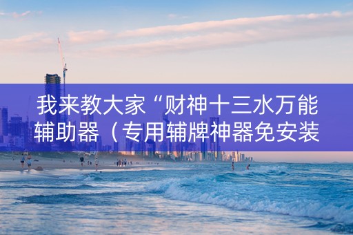 我来教大家“财神十三水万能辅助器（专用辅牌神器免安装）