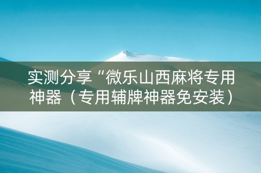 实测分享“微乐山西麻将专用神器（专用辅牌神器免安装）