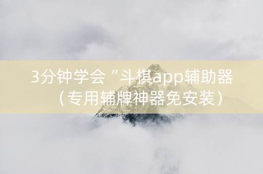 3分钟学会“斗棋app辅助器（专用辅牌神器免安装）