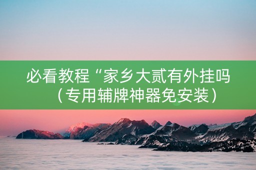 必看教程“家乡大贰有外挂吗（专用辅牌神器免安装）