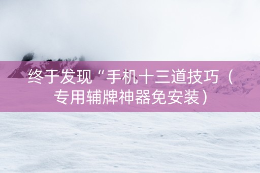 终于发现“手机十三道技巧（专用辅牌神器免安装）