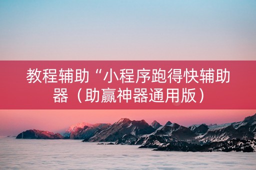 教程辅助“小程序跑得快辅助器（助赢神器通用版）