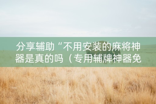 分享辅助“不用安装的麻将神器是真的吗（专用辅牌神器免安装）
