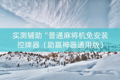 实测辅助“普通麻将机免安装控牌器（助赢神器通用版）