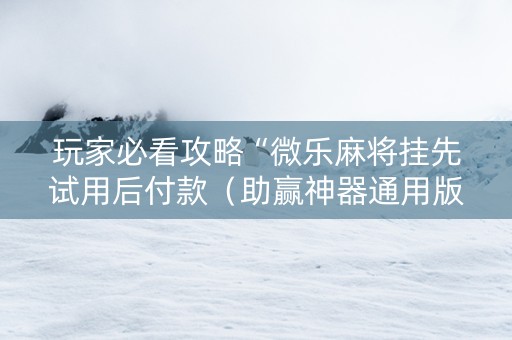 玩家必看攻略“微乐麻将挂先试用后付款（助赢神器通用版）