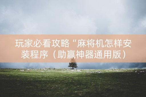 玩家必看攻略“麻将机怎样安装程序（助赢神器通用版）