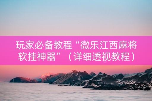 玩家必备教程“微乐江西麻将软挂神器”（详细透视教程）-哔哩哔哩
