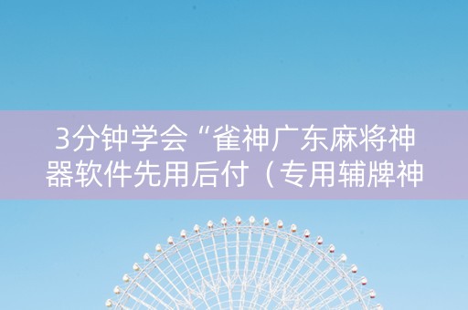 3分钟学会“雀神广东麻将神器软件先用后付（专用辅牌神器免安装）