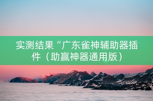实测结果“广东雀神辅助器插件（助赢神器通用版）