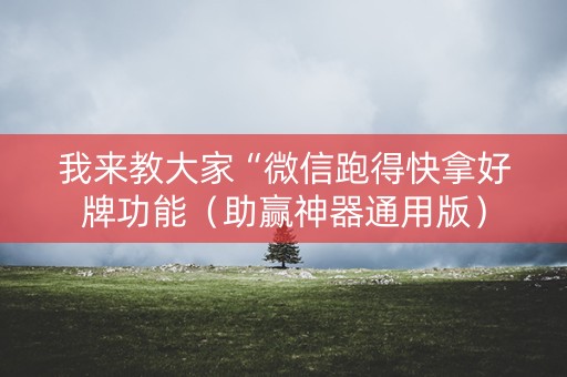 我来教大家“微信跑得快拿好牌功能（助赢神器通用版）