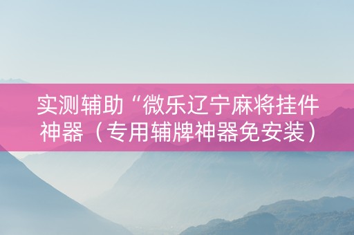 实测辅助“微乐辽宁麻将挂件神器（专用辅牌神器免安装）