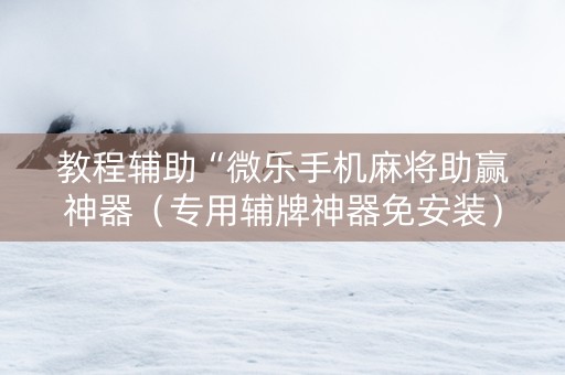 教程辅助“微乐手机麻将助赢神器（专用辅牌神器免安装）