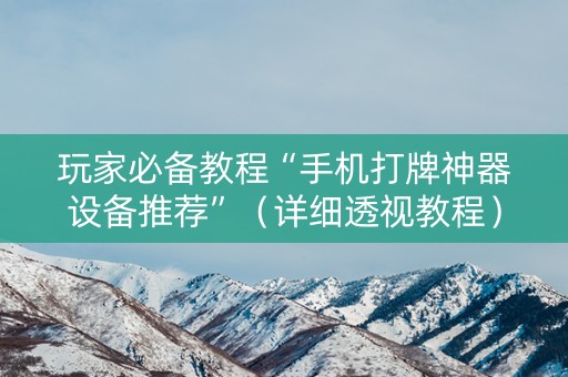 玩家必备教程“手机打牌神器设备推荐”（详细透视教程）-哔哩哔哩