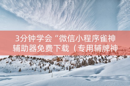 3分钟学会“微信小程序雀神辅助器免费下载（专用辅牌神器免安装）
